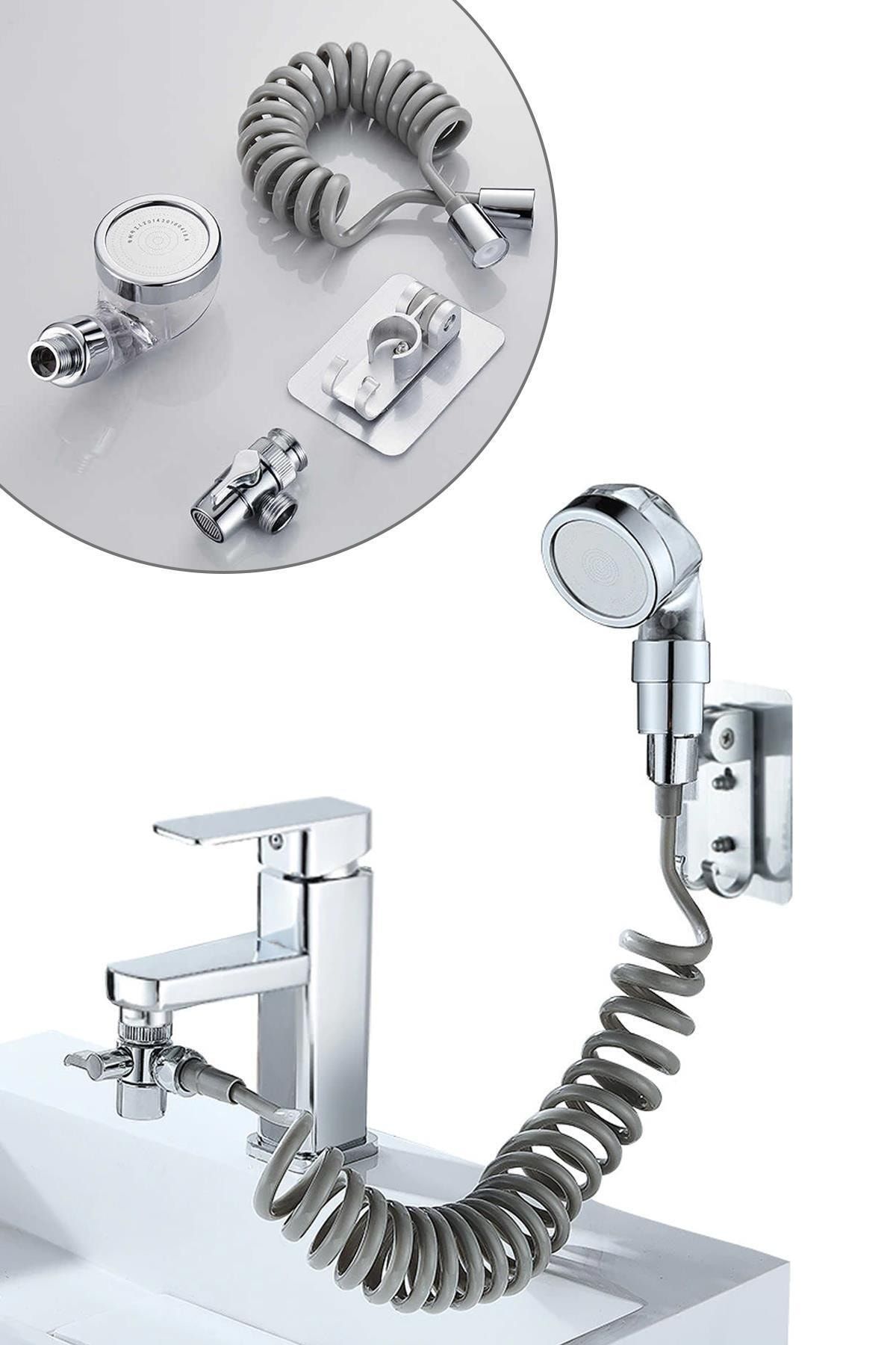 Hayveys Spiral Hortumlu Ayarlanabilir Hareketli Banyo Mutfak Lavabo Musluk Duş Başlığı