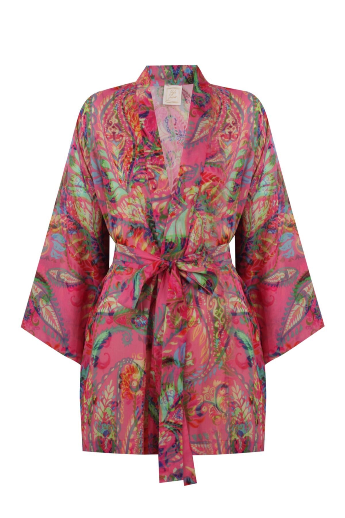 Belle Âme Kadın Pembe Paisley Kısa Kimono