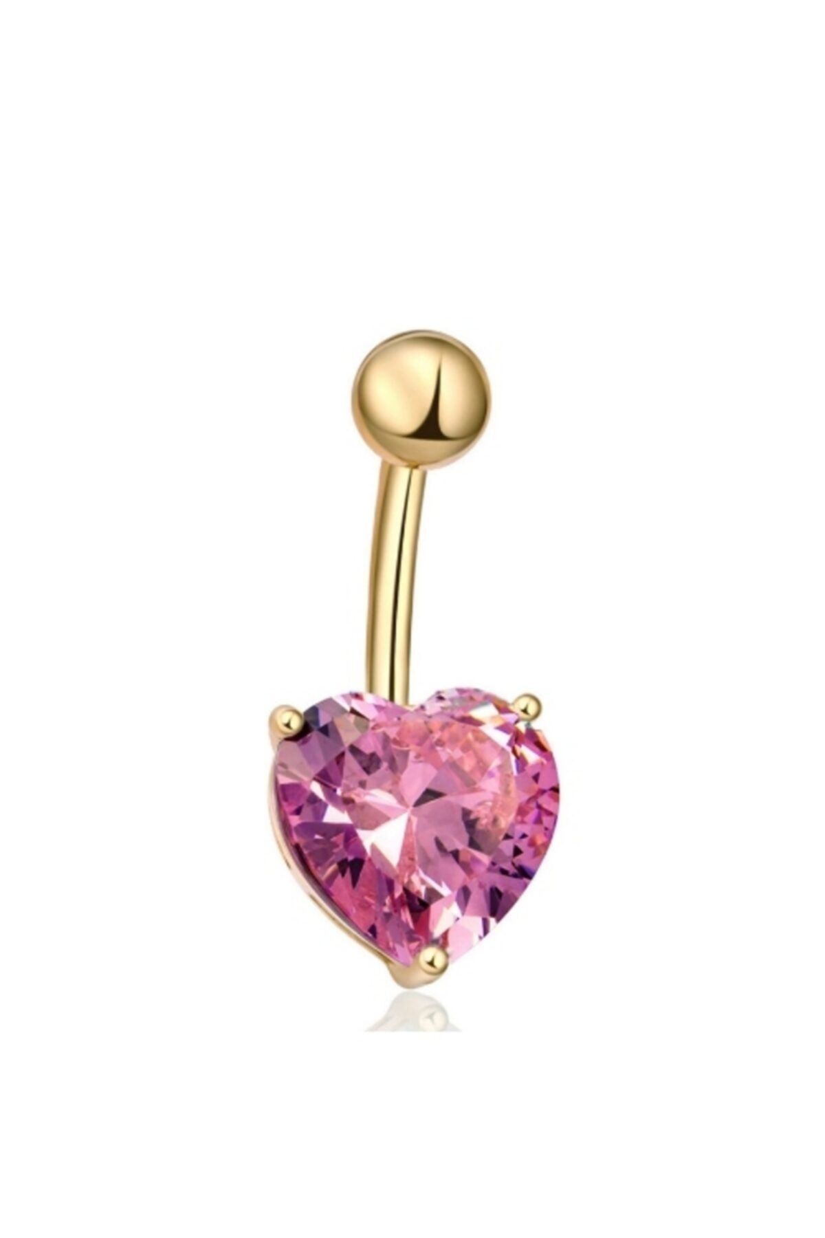 Chavin Pembe Kalp Taşlı Göbek Piercing Da47pm