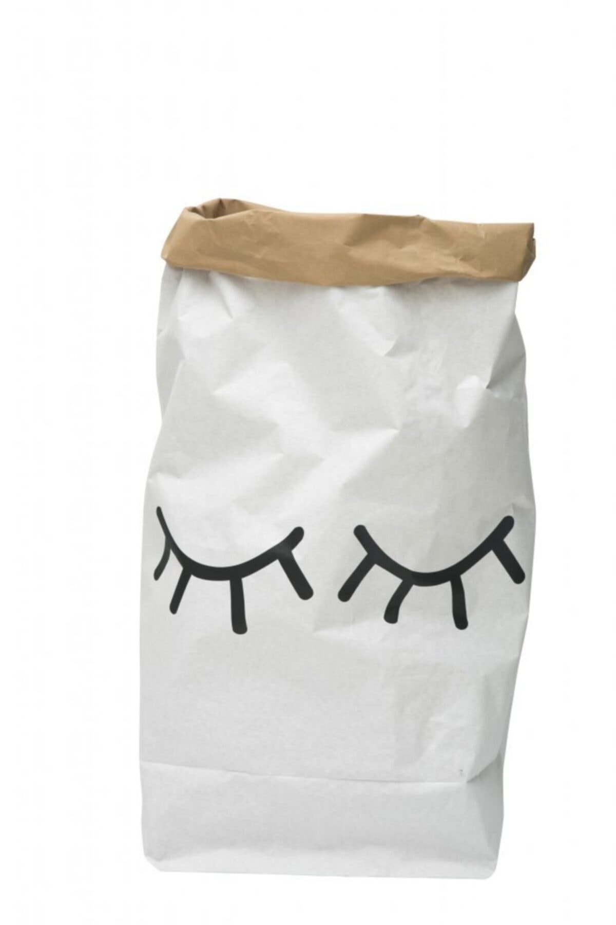 BugyBagy Siyah Kirpik  Paperbag Dekoratif Çamaşır ve Oyuncak Sepeti Saklama Kutusu
