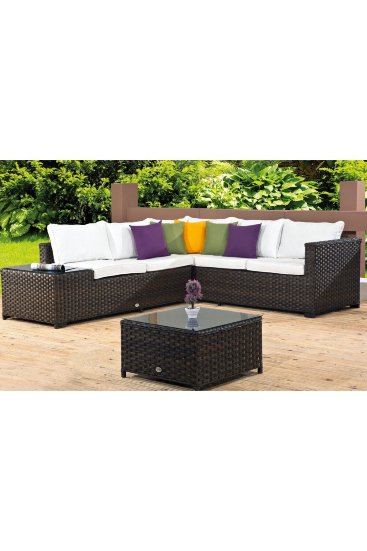 Flexy Garden Kahverengi Köşe 678 Bahçe Mobilyası Takımı