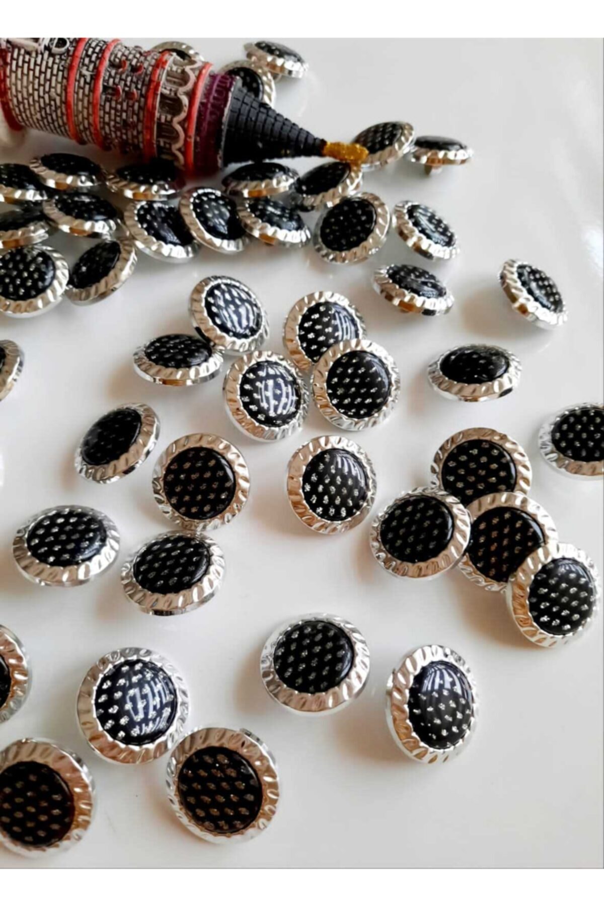 canan dizayn Metalize Düğme Ayaklı Nikel 25 Mm 10'lu Paket