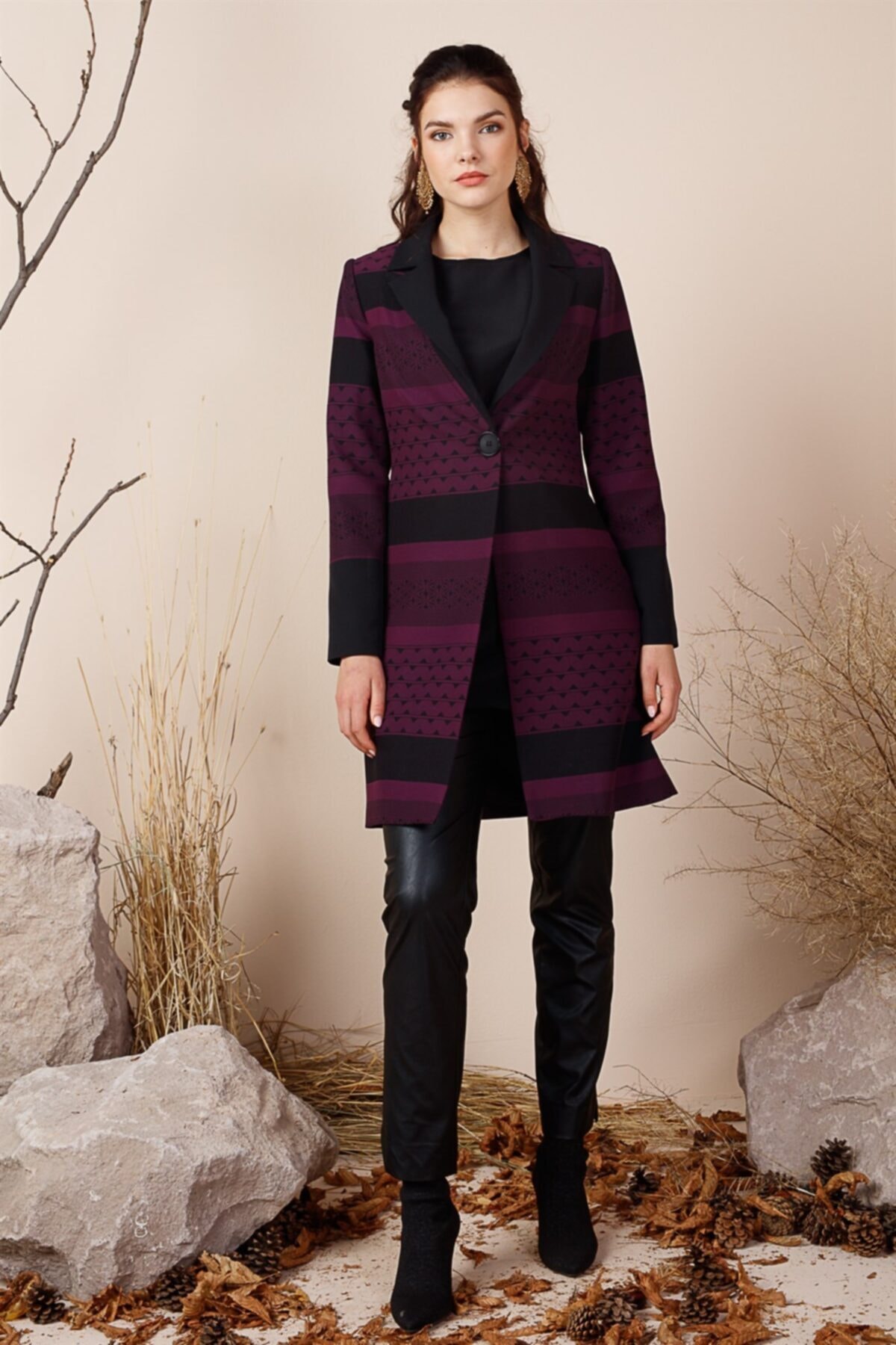 Esswaap Kadın Mor Kruvaze Yakalı Ceketli Takım