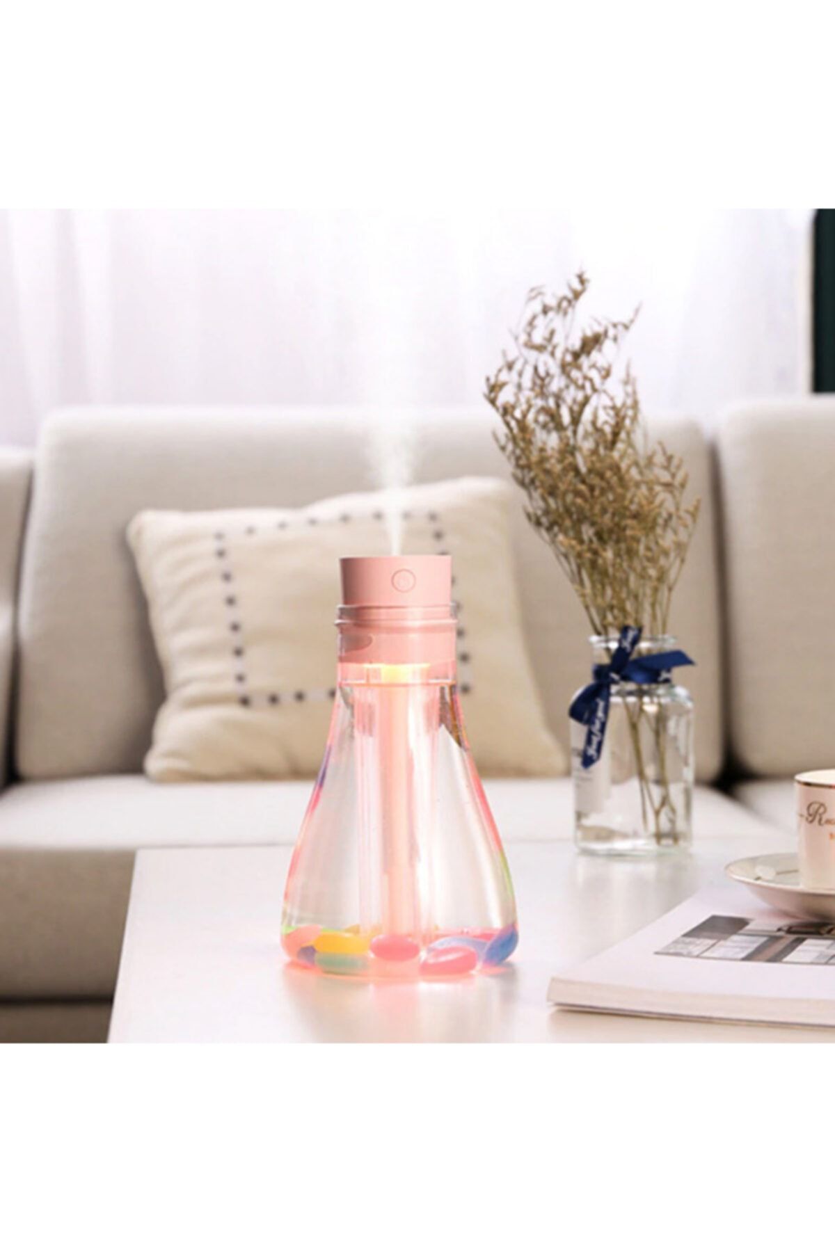 Polhammobile Pembe  Led Işıklı Hava Nemlendirici Buhar Makinası 500 ml