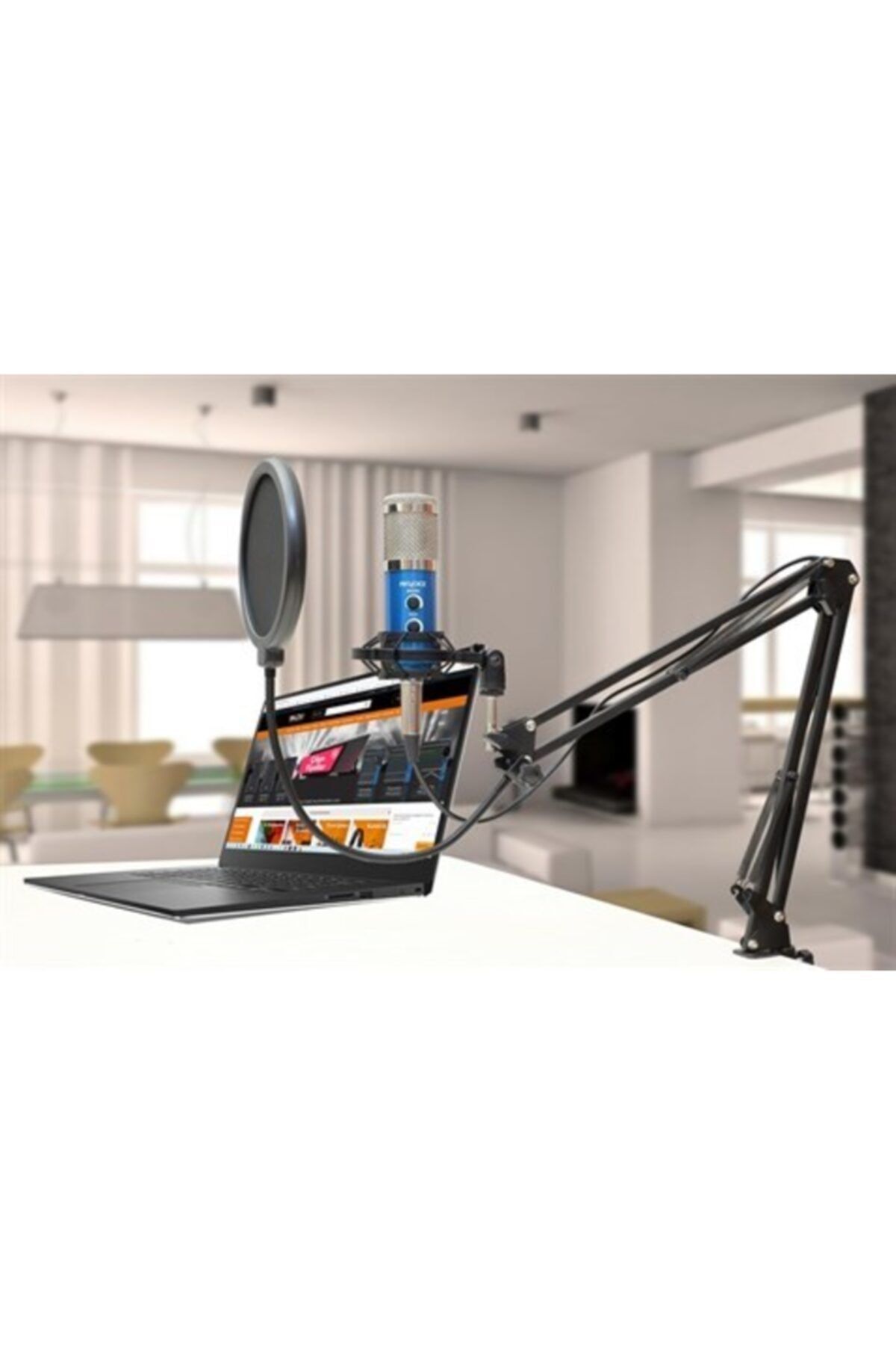 Provoice Bm-300 Stüdyo Mikrofon+ As-21 Stand+ Pop Filtre Mavi Full Set
