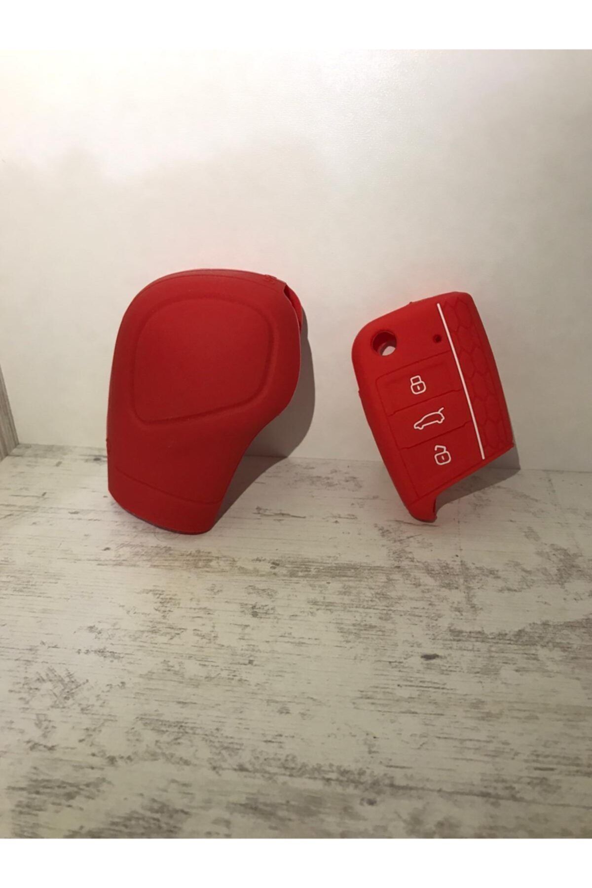 Seat Leon Golf Passat Polo Ateca Dsg Ve Silikon Anahtar Koruma Kılıf Seti Kırmızı Renk