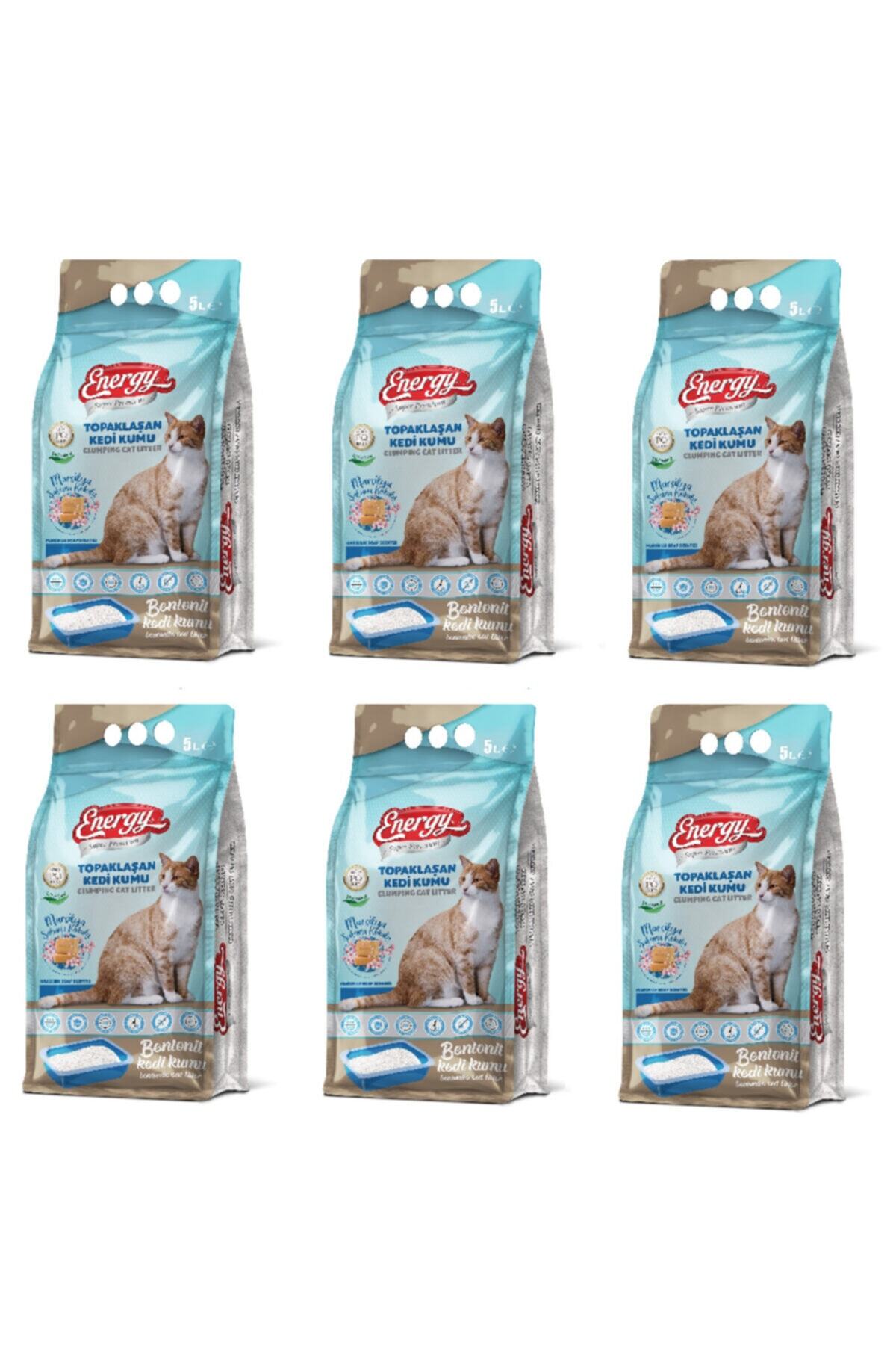 Energy Bentonit Kedi Kumu Marsilya Sabunu Kokulu 5 Lt - 6 Paket - Toplam 30 Lt