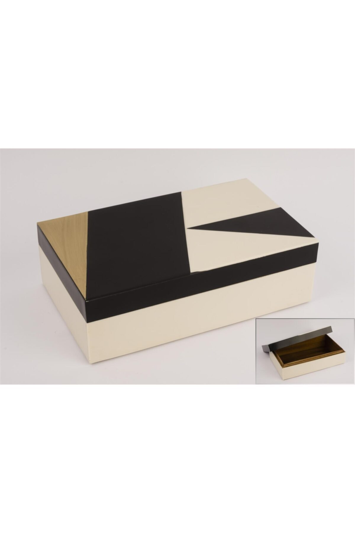 HATT COLLECTİON Siyah Beyaz Geo Des Dikdörtgen Kutu 25x15x8cm
