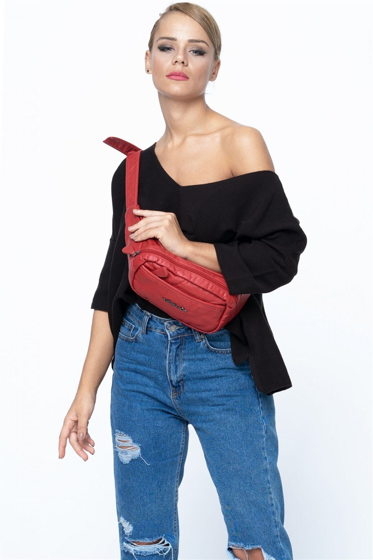 Matthew Cox Kadın Kırmızı Bel Çantası