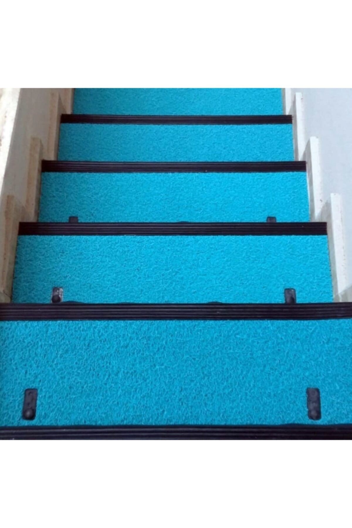 COLOURMAT Turkuaz Kaydırmaz Kaymaz Yolluk Karmaşık Halı Kıvırcık Paspas 1m X 4m (turkuaz)