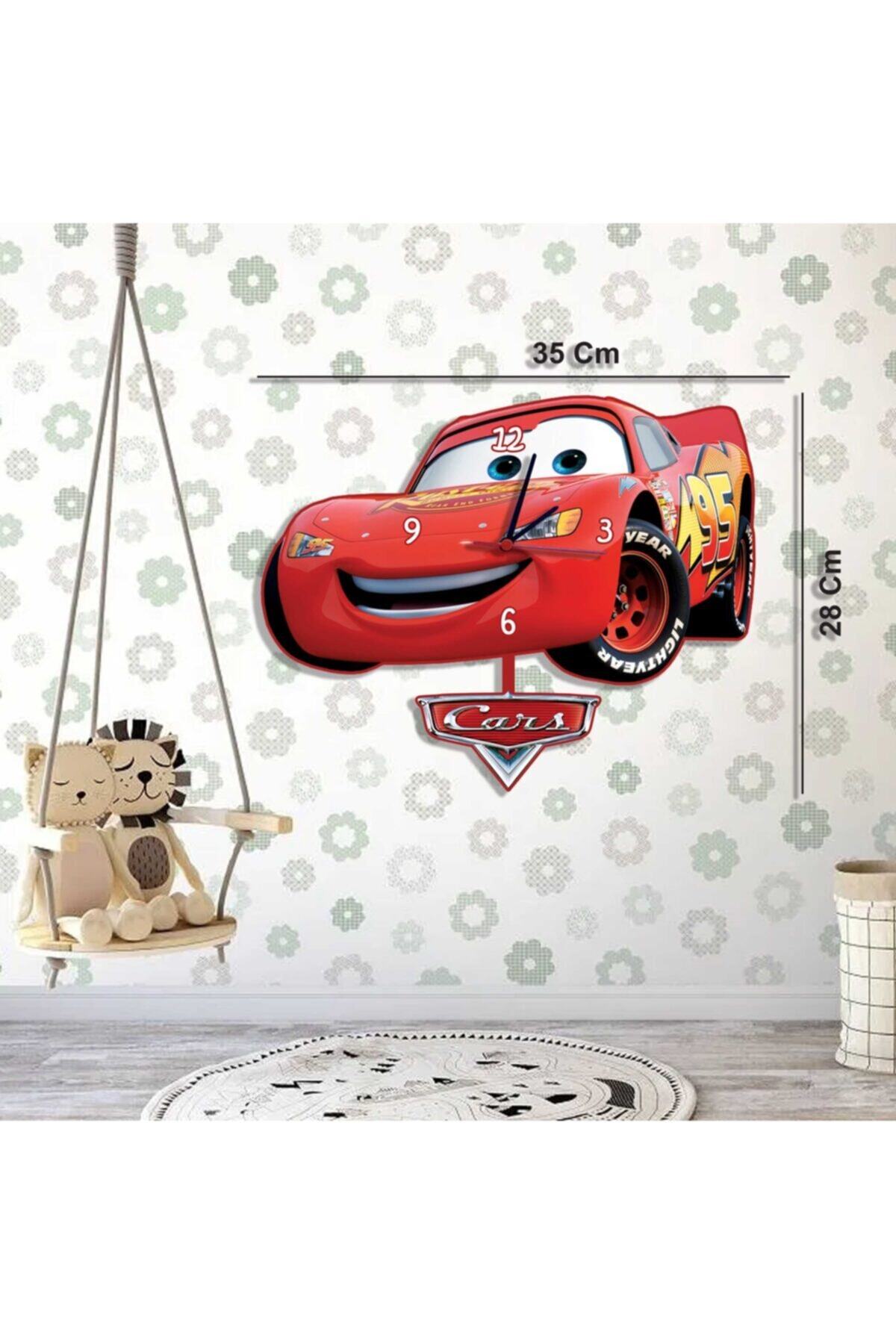 Prestijdijitalbaskı Şimşek Mcqueen Sarkaçlı (Sallanır) Duvar Saati Ebat : 38x28