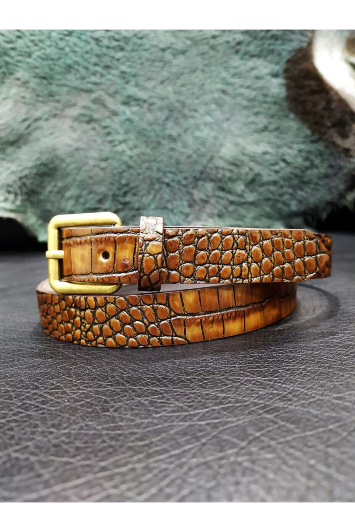 MOG Taba Krokodil  Hakiki Deri Kemer 2,5 cm