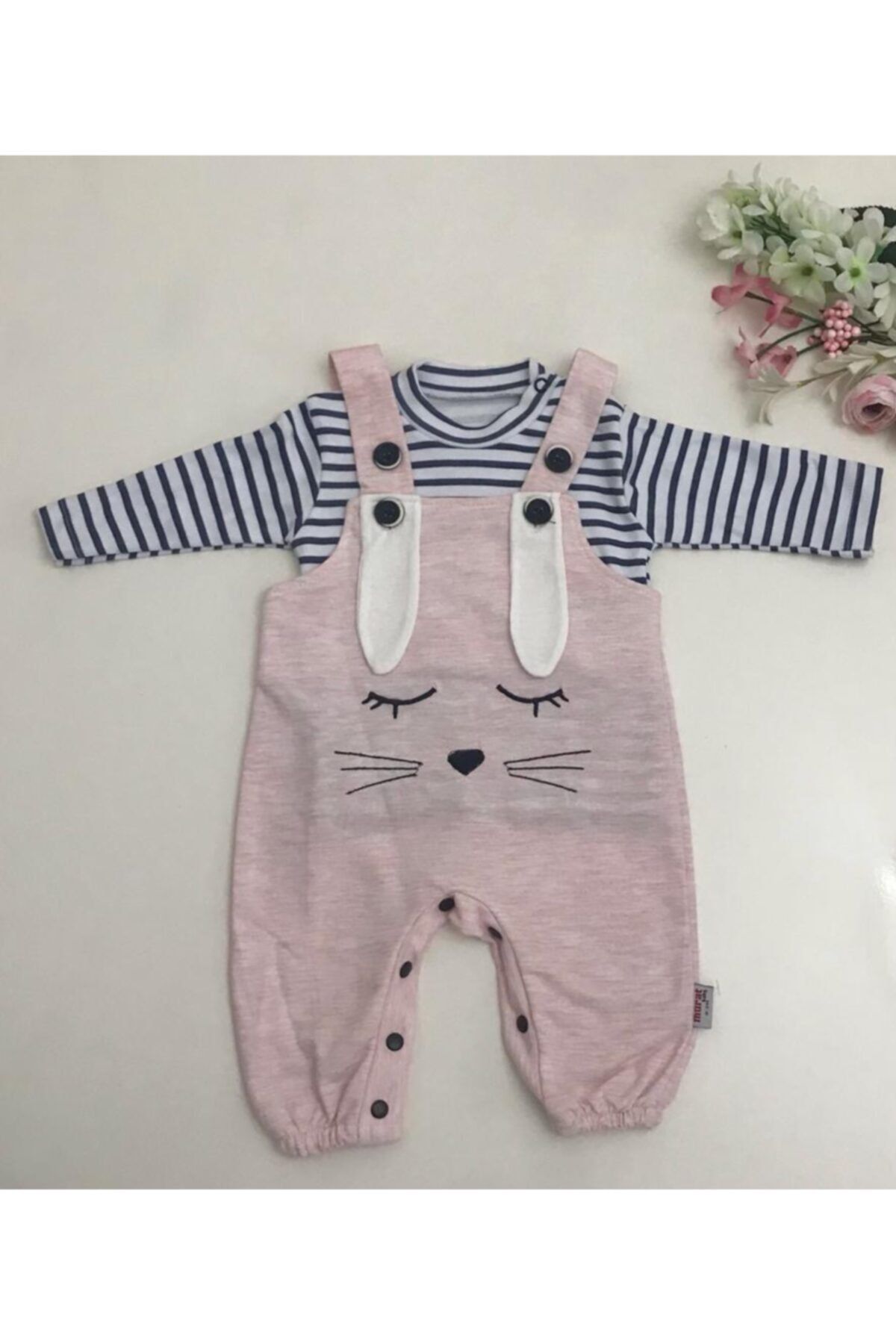 Murat Baby Kız Pembe Tavşan Kulaklı Slopet Tulum