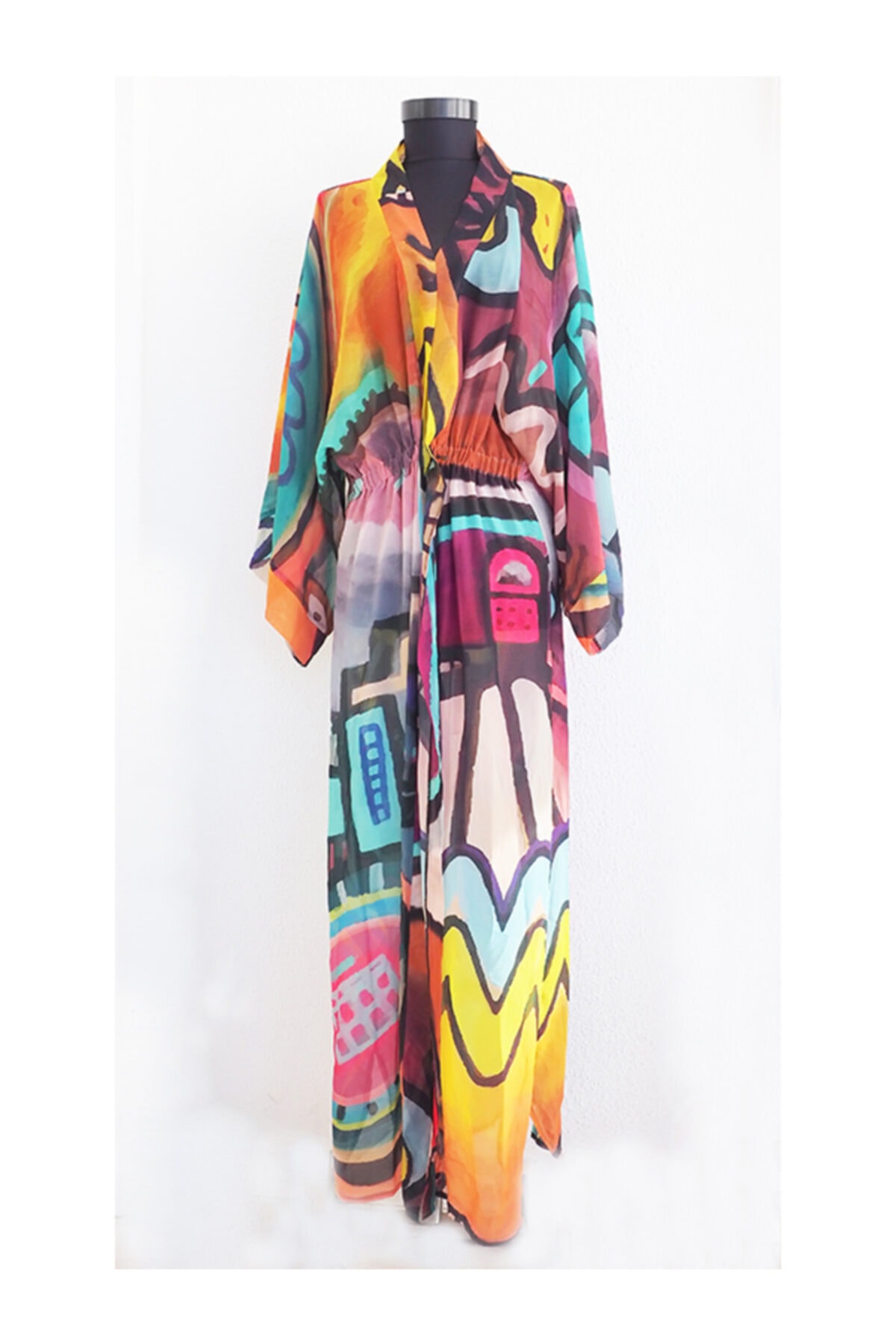 Mystic Kadın  Pembe Baykuş Desenli Kimono