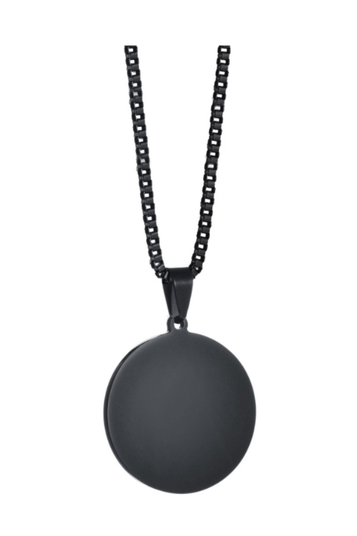 Chavin Unisex Siyah Yuvarlak Madalyon Çelik Kolye eb36
