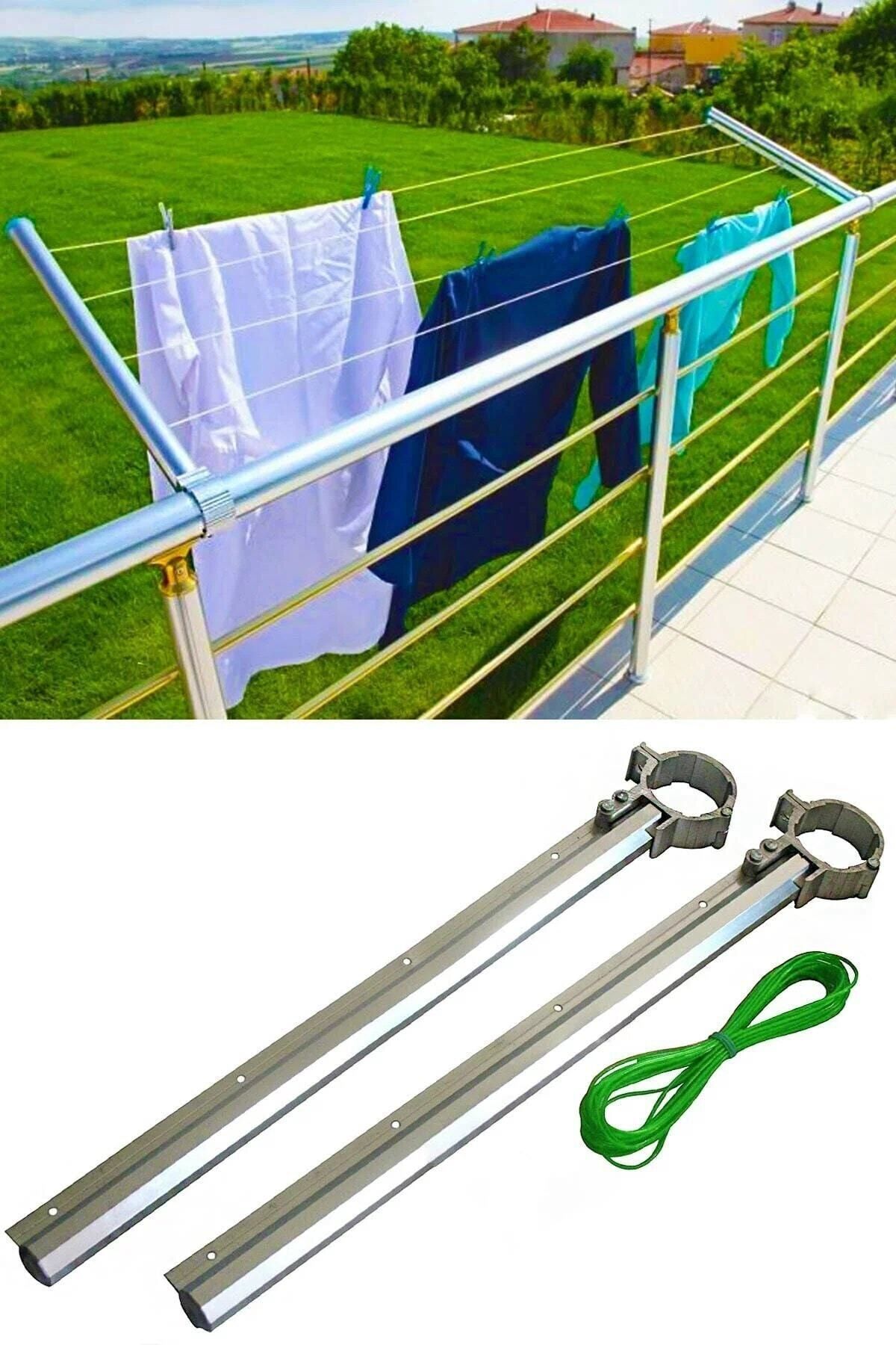 modalonga Gri Metal Balkon Çamaşır Kurutma Askısı