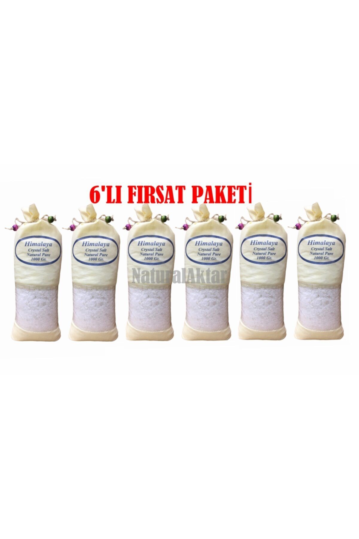 NaturalAktar Himalaya Kaya Tuzu, Beyaz Granül Tane, Öğütülmemiş( 1kgx6adet-6kg)