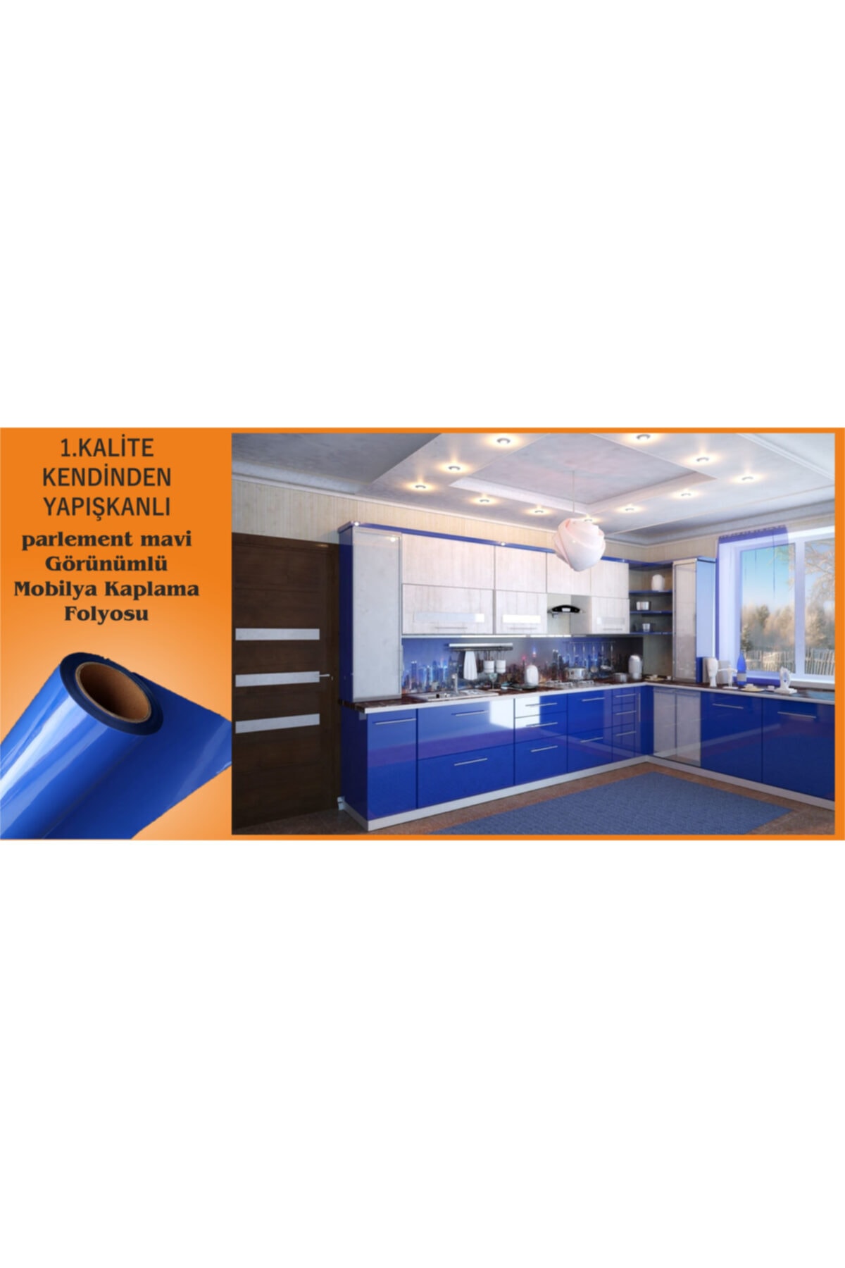 efe afiş Mutfak Dolabı Ve Mobilya Kaplama Parlement Mavisi Folyo 61 Cm X122 Cm