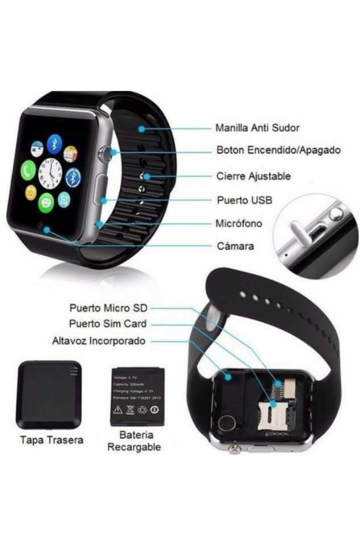 SmartWatch (Fırsatkapida) A1 Pro Sim Ve Sd Kart Destekli Kamerali Akıllı Saat Türkçe Menü Yeni Nesil