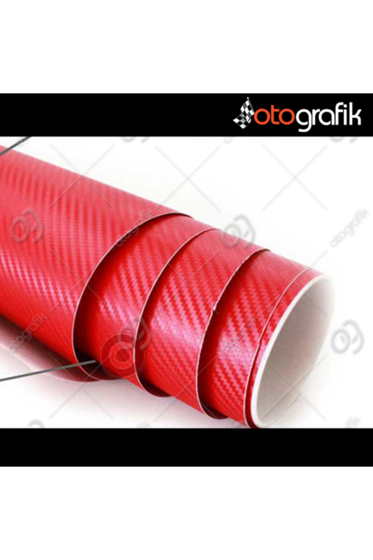 Otografik - Kırmızı Karbon Folyo - Hava Kanallı 40cm X 152cm