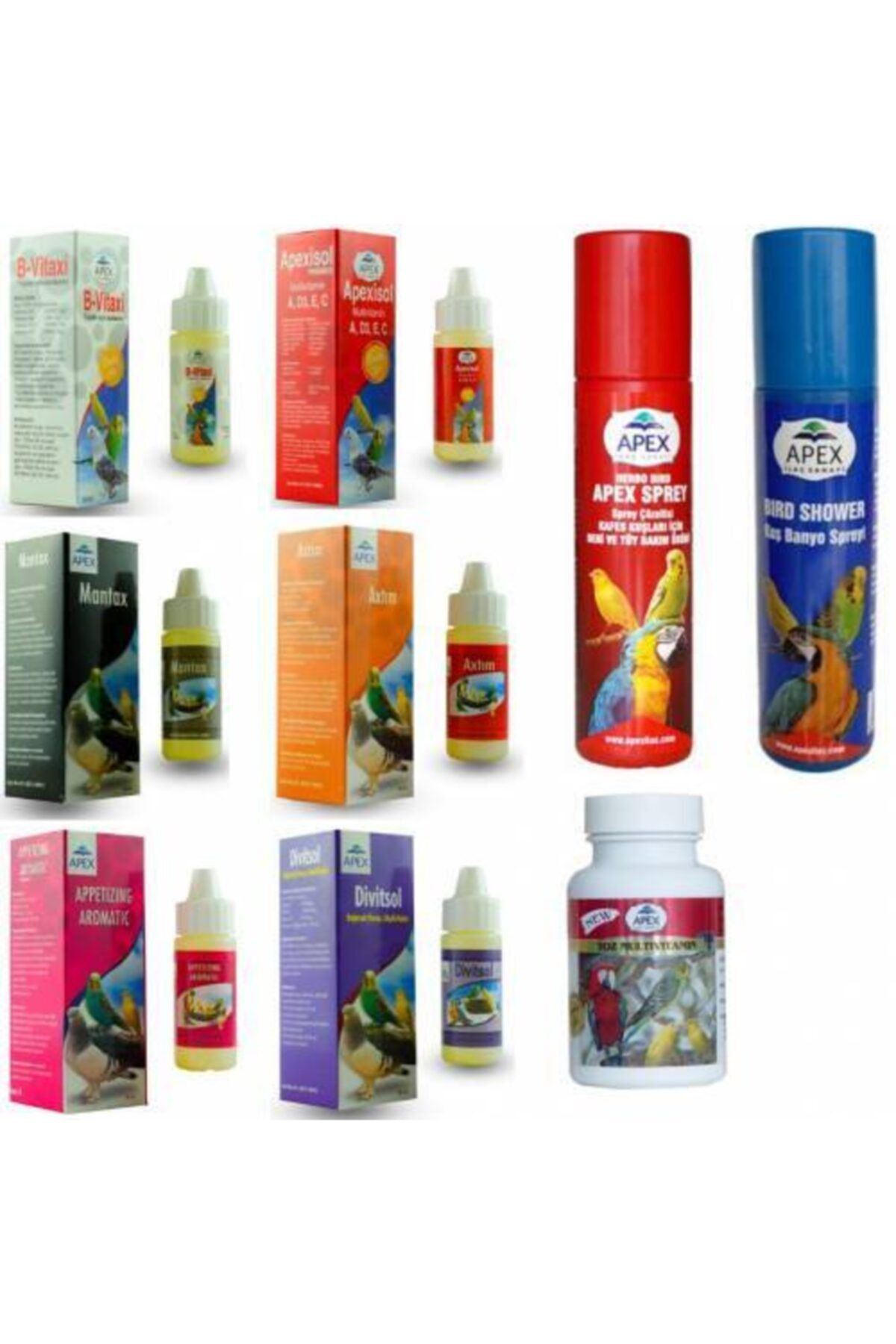 Apex Tüm Kuşlar İçin Komple Vitamin Seti 9 Parça