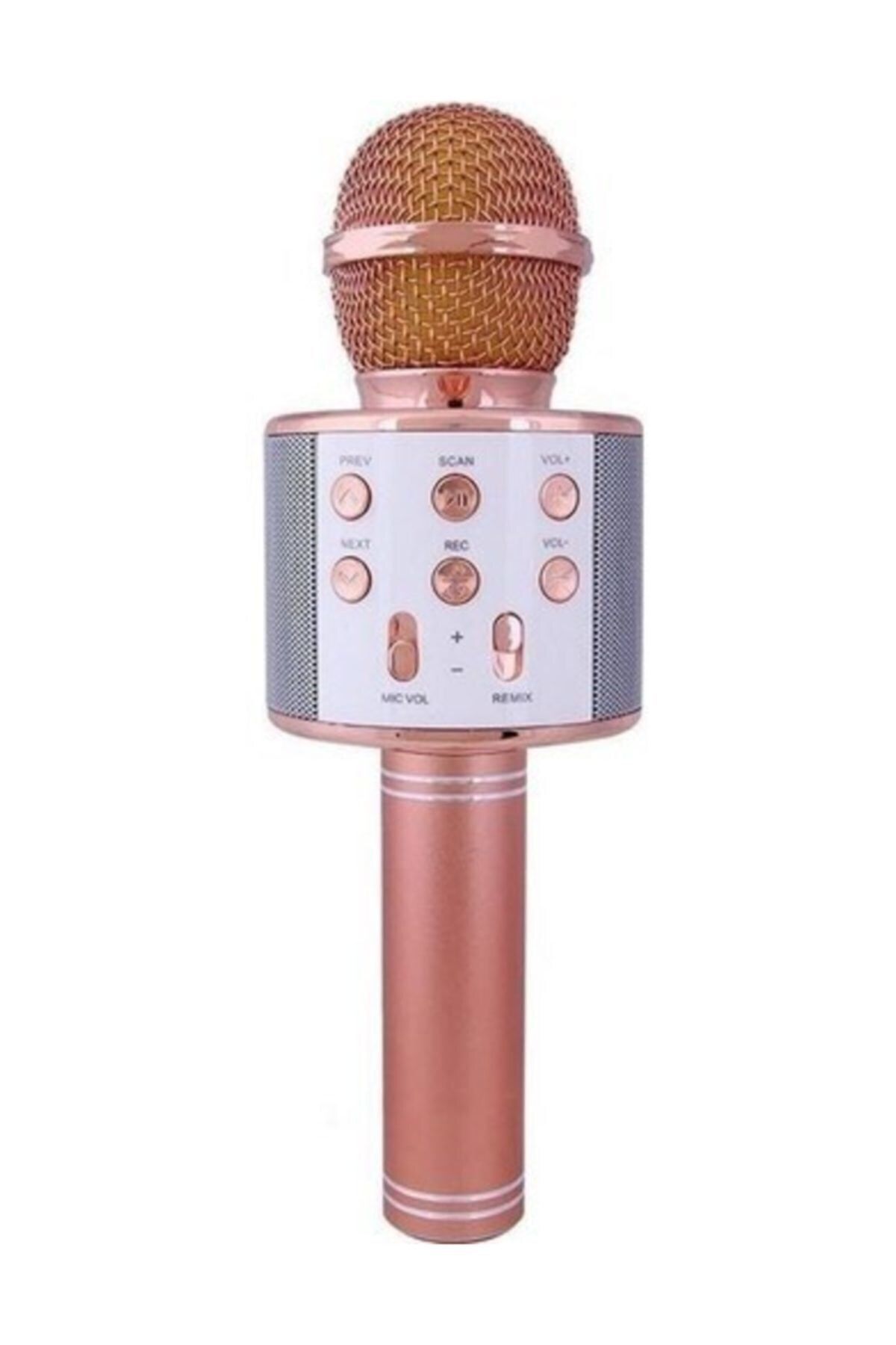 pazariz Profesyonel Bluetoothlu Karaoke Mikrofon - Aux Sdcard - Rosegold