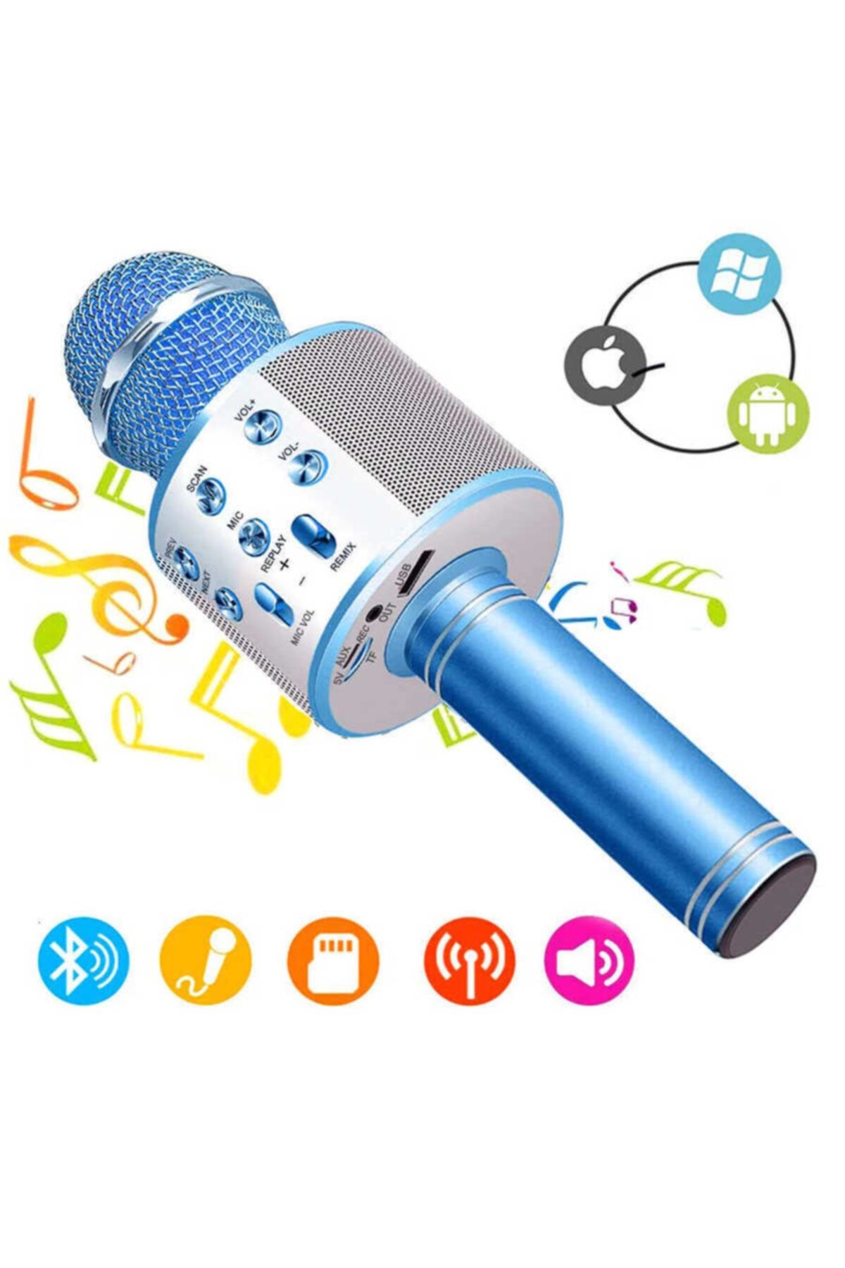 zore Ayarlanabilir Ses Özellikli Gürültü Önleyici Karaoke Bluetooth Haparlör Ses Kayıt Mikrofon