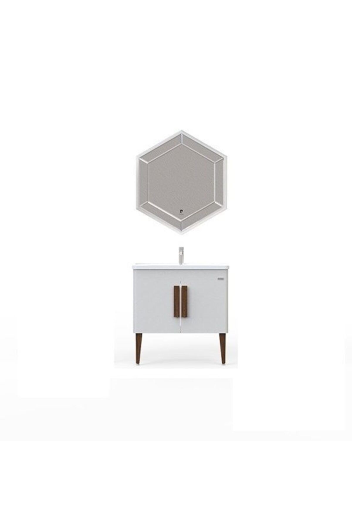 Pierre Cardin Anemon 80 Cm Banyo Dolabı Parlak Beyaz Ahşap Kulplu