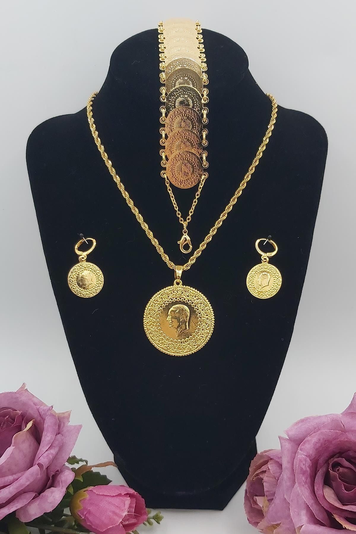 ZEYGOLD Altın Kaplama Liralı Takı Seti