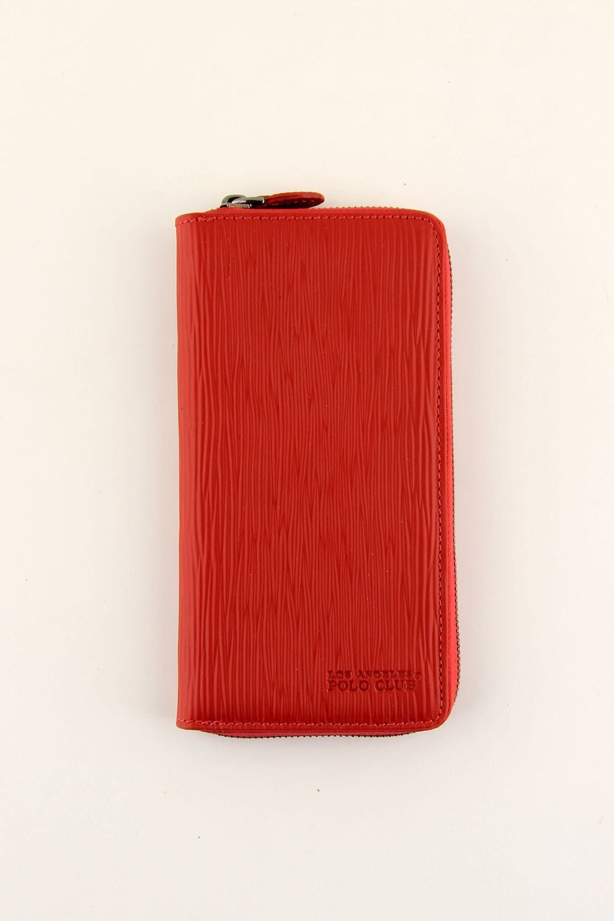 Polo Kırmızı Telefonluklu Hakiki Deri Büyük Portföy Kadın Cüzdanı