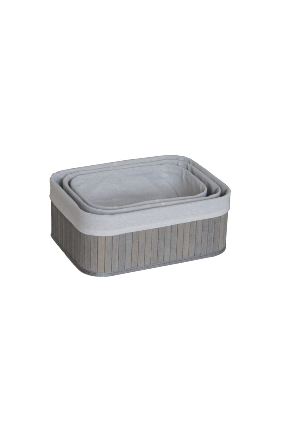 Lorin Çok Amaçlı Dekoratif Banyo Bambu 3 Lü Set Sepet