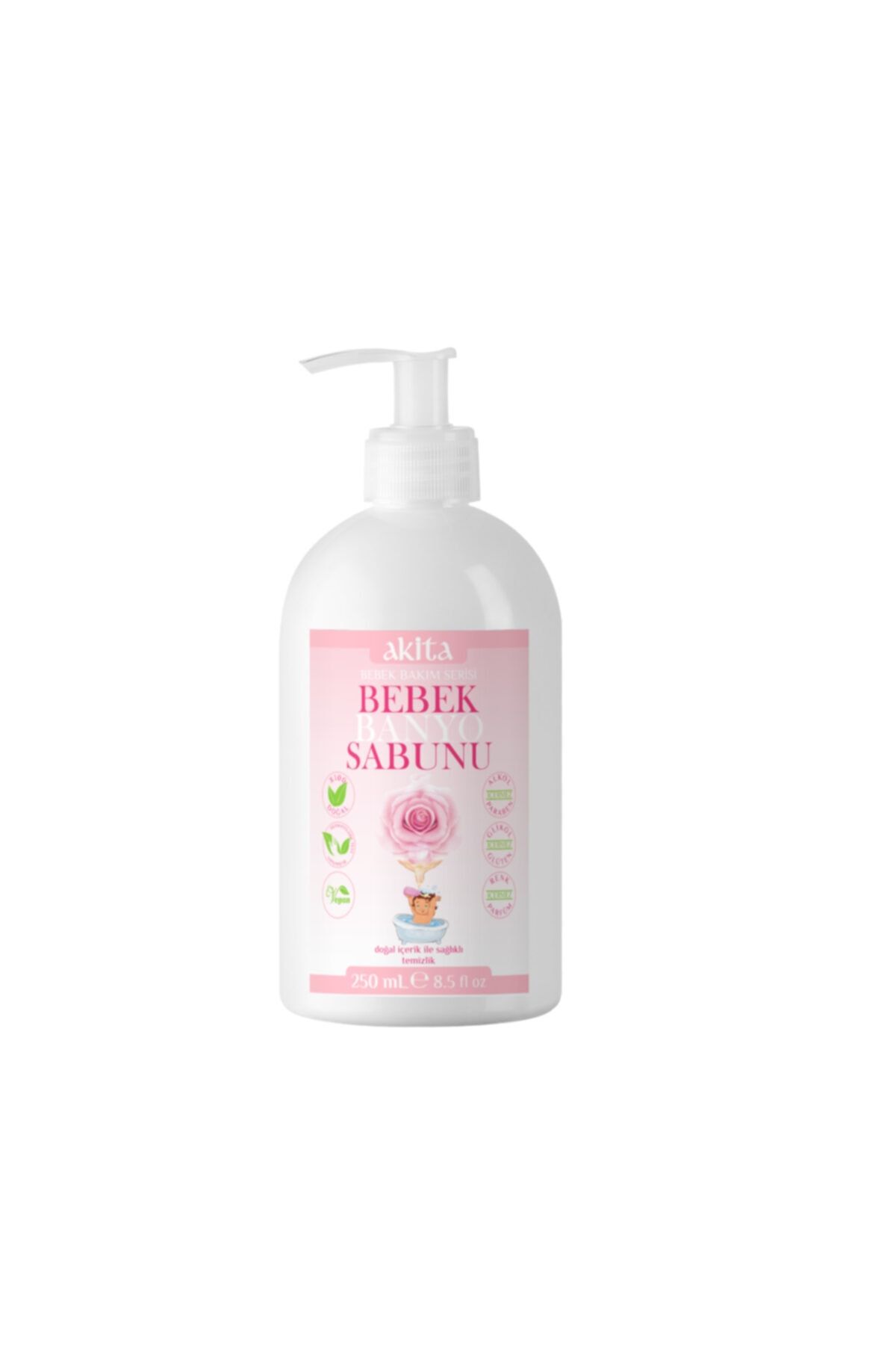 Akita % 100 Doğal Bebek Banyo Sabunu Gül 250ml
