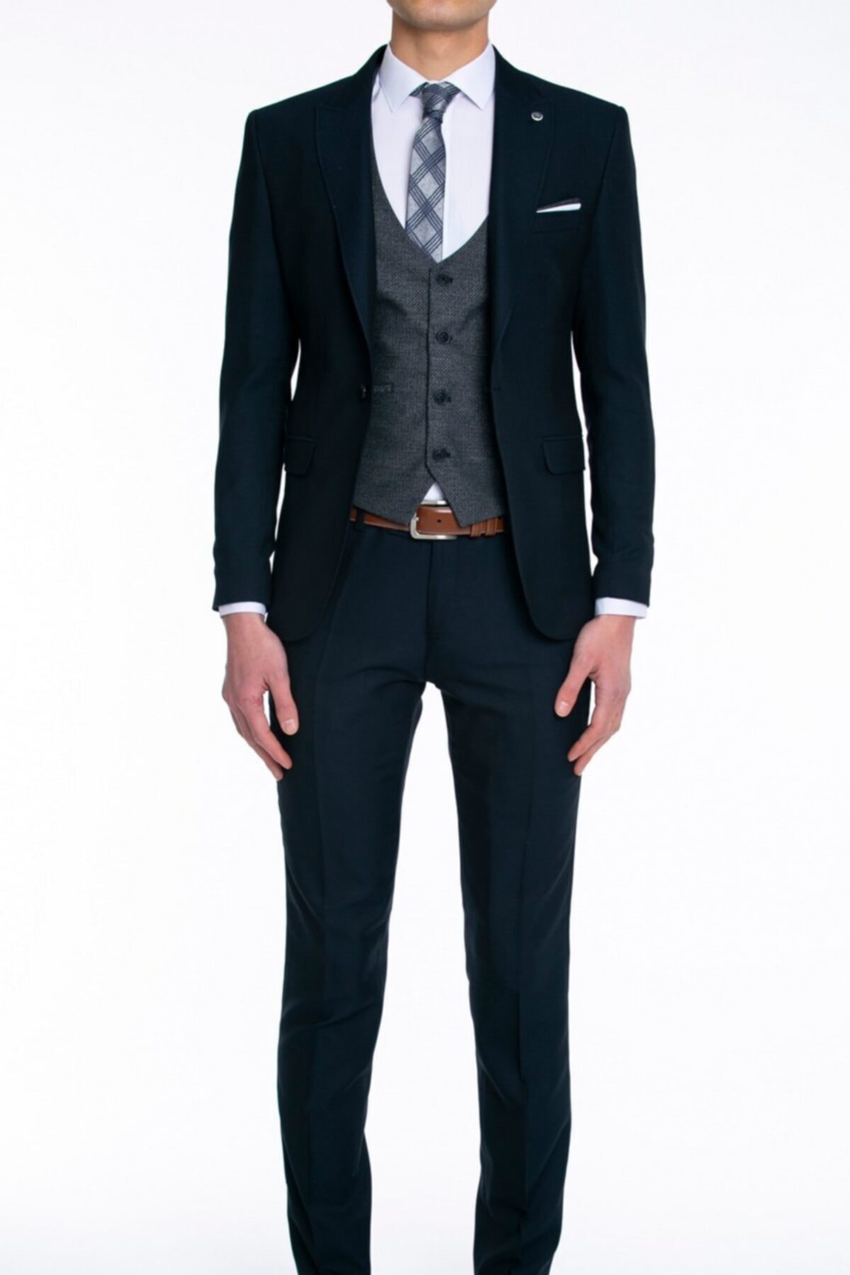 Suitmen Kombinli Yelekli Takım Elbise Lacivert