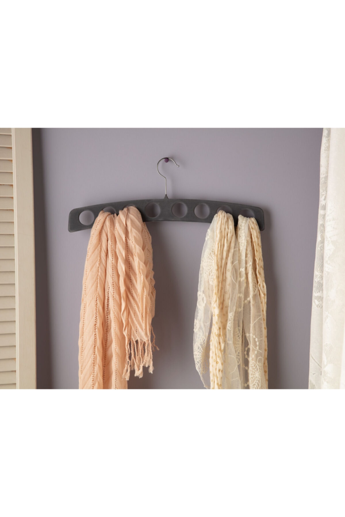 Madame Coco Kadife Fular Askısı - Antrasit / Gri