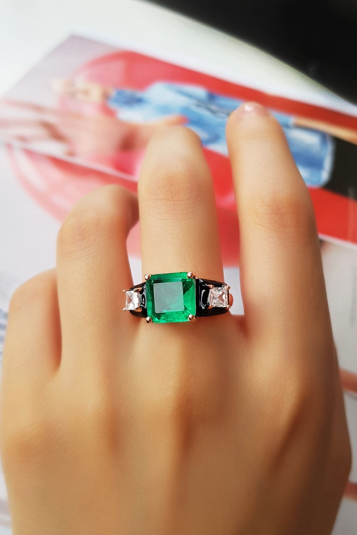 MorMajor Silver Özel Seri Kök Zümrüt Taşlı Gümüş Yüzük