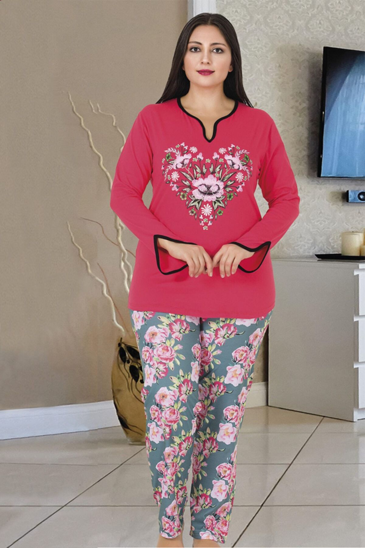 makro Kadın Büyük Beden Pijama Takımı