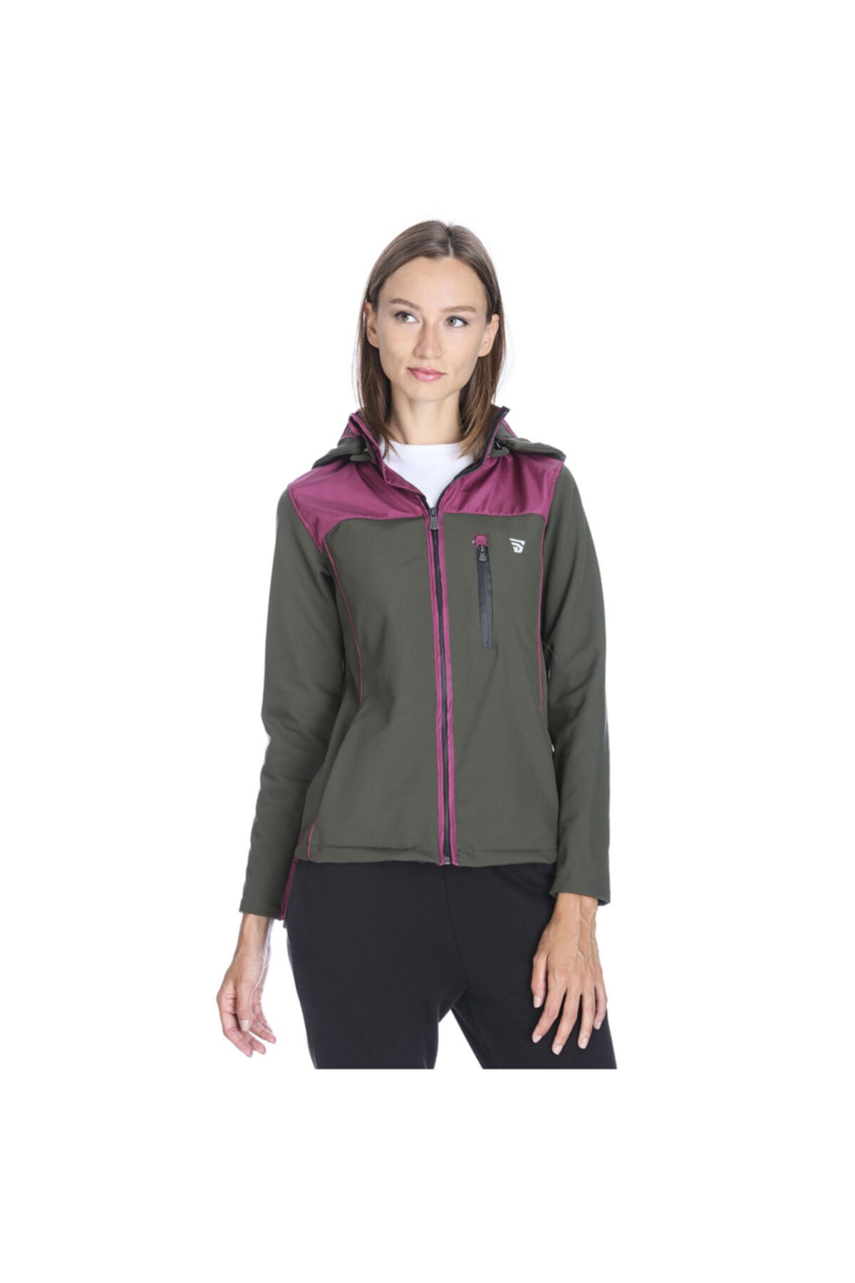 Sportive Kadın Haki Kapüşonlu Outdoor Mont 710437-fmr