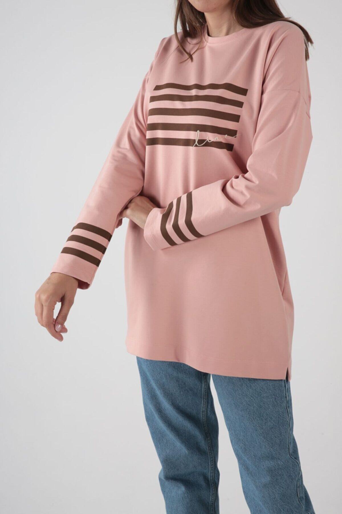 ALLDAY Pudra Pamuklu Baskılı Sweatshirt