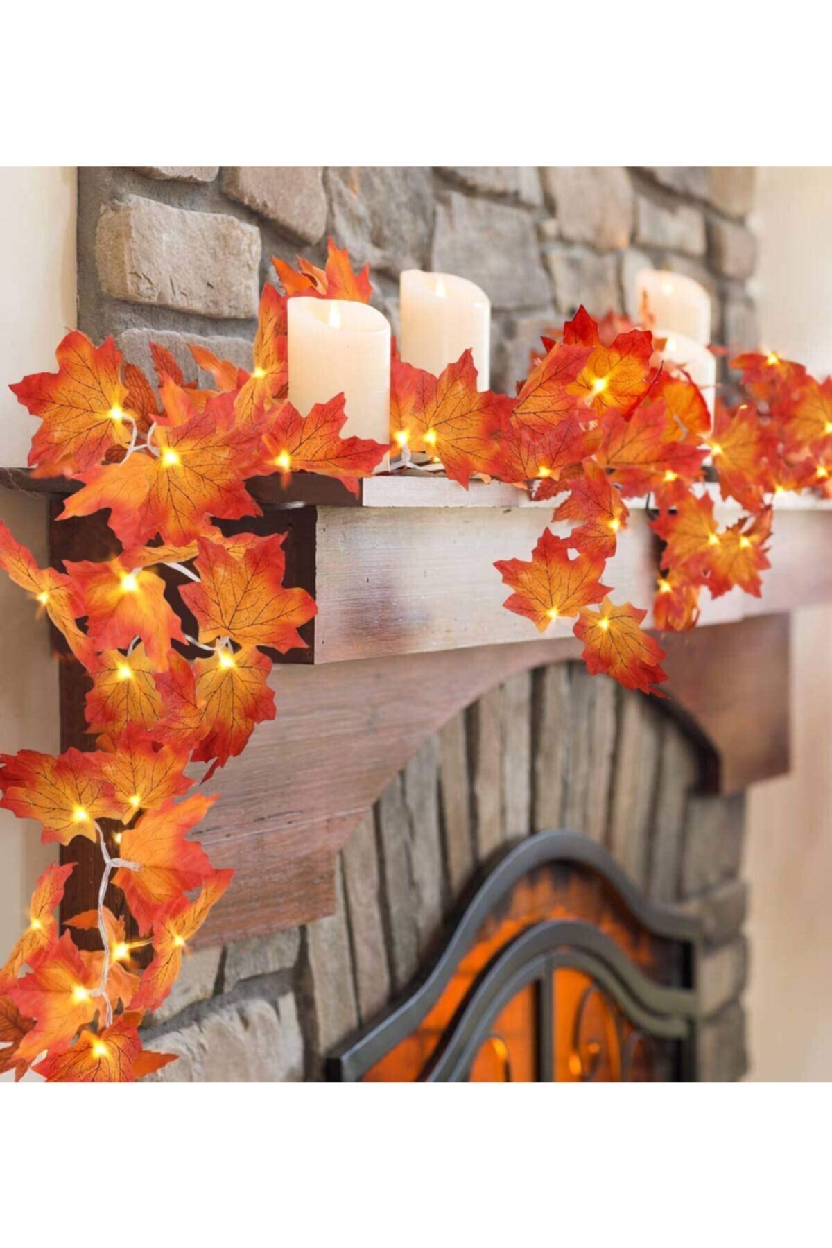 Anka Feniks Sonbahar Konseptli Dekoratif Yaprak  3 M Günışığı Led Işıklı Sarmaşık