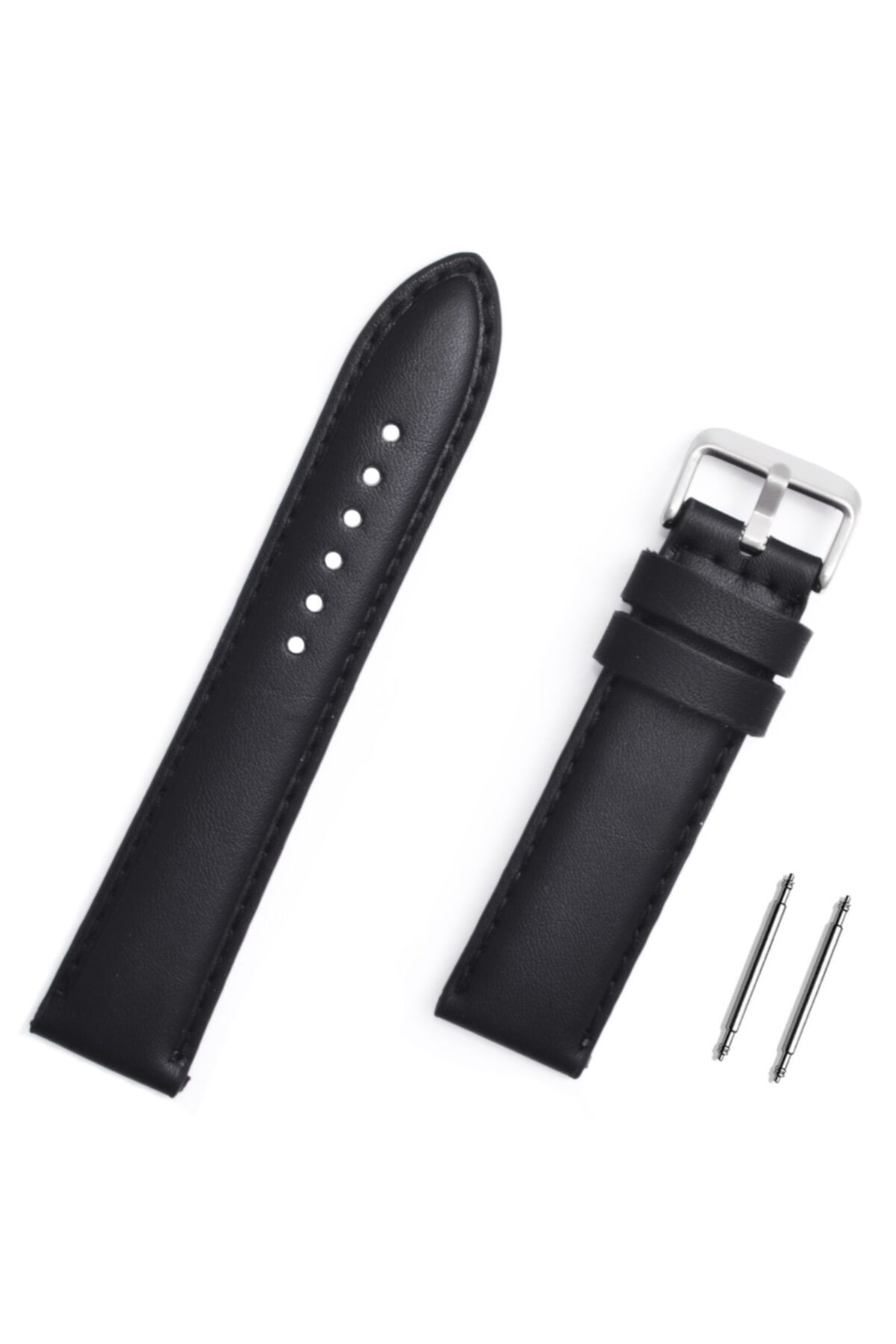 Saatse Siyah Suya Dayanıklı Deri Saat Kordonu Kayış 20mm