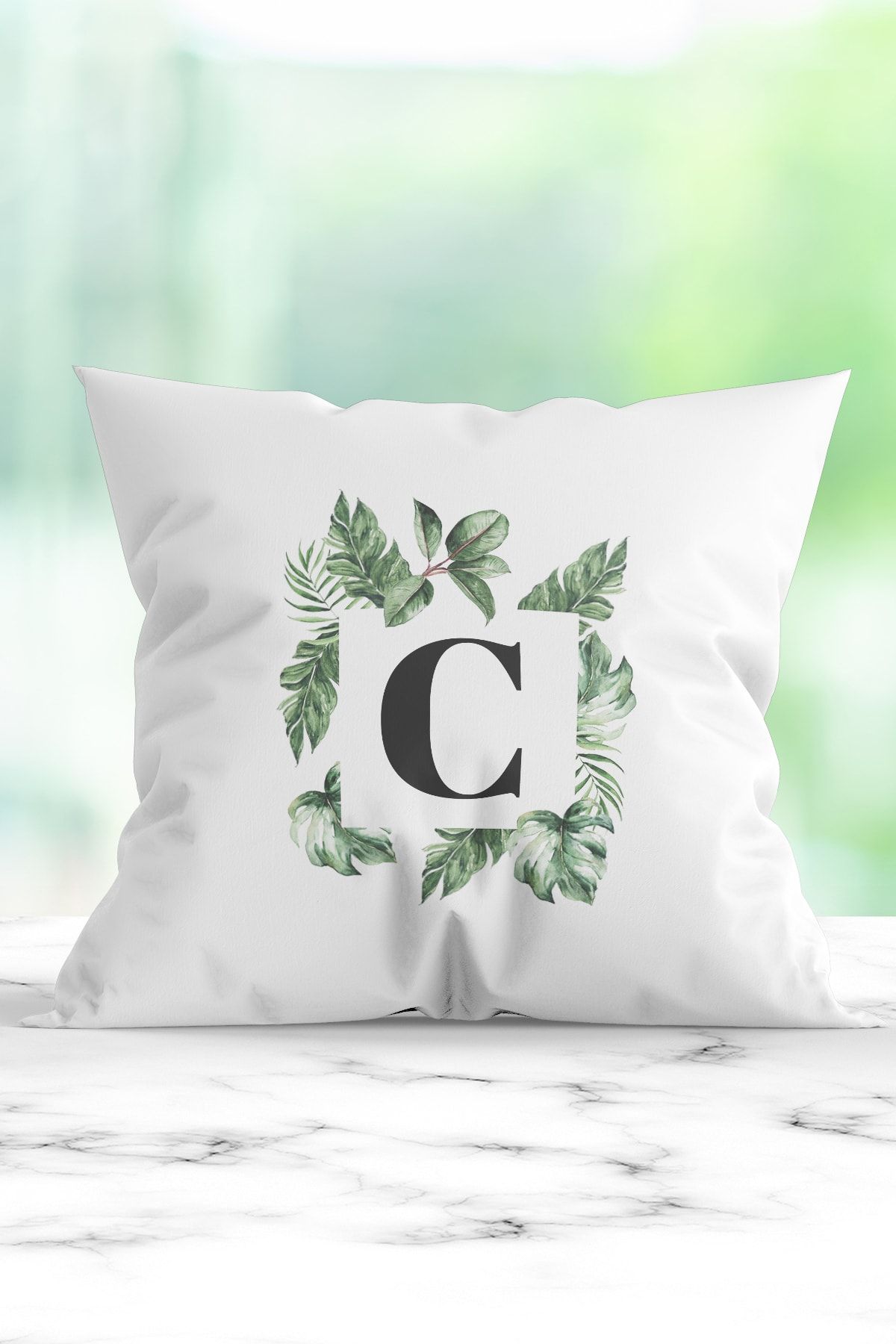 WixelArt Special Leaf Printed Pillow for the Letter C Trendyol
