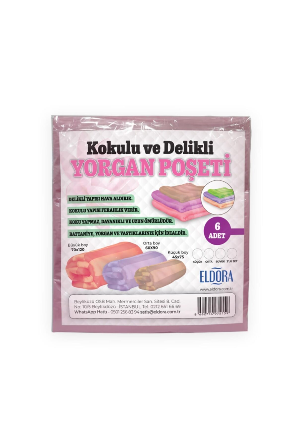 Eldora Kokulu Ve Delikli Battaniye Torbası 6'lı (60x90)