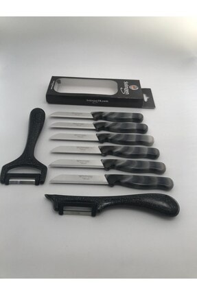 Orijinal Klever Mermer Meyve Bıçağı 8'li Set Yansoy ve Sapan Soyacak Siyah Image 0