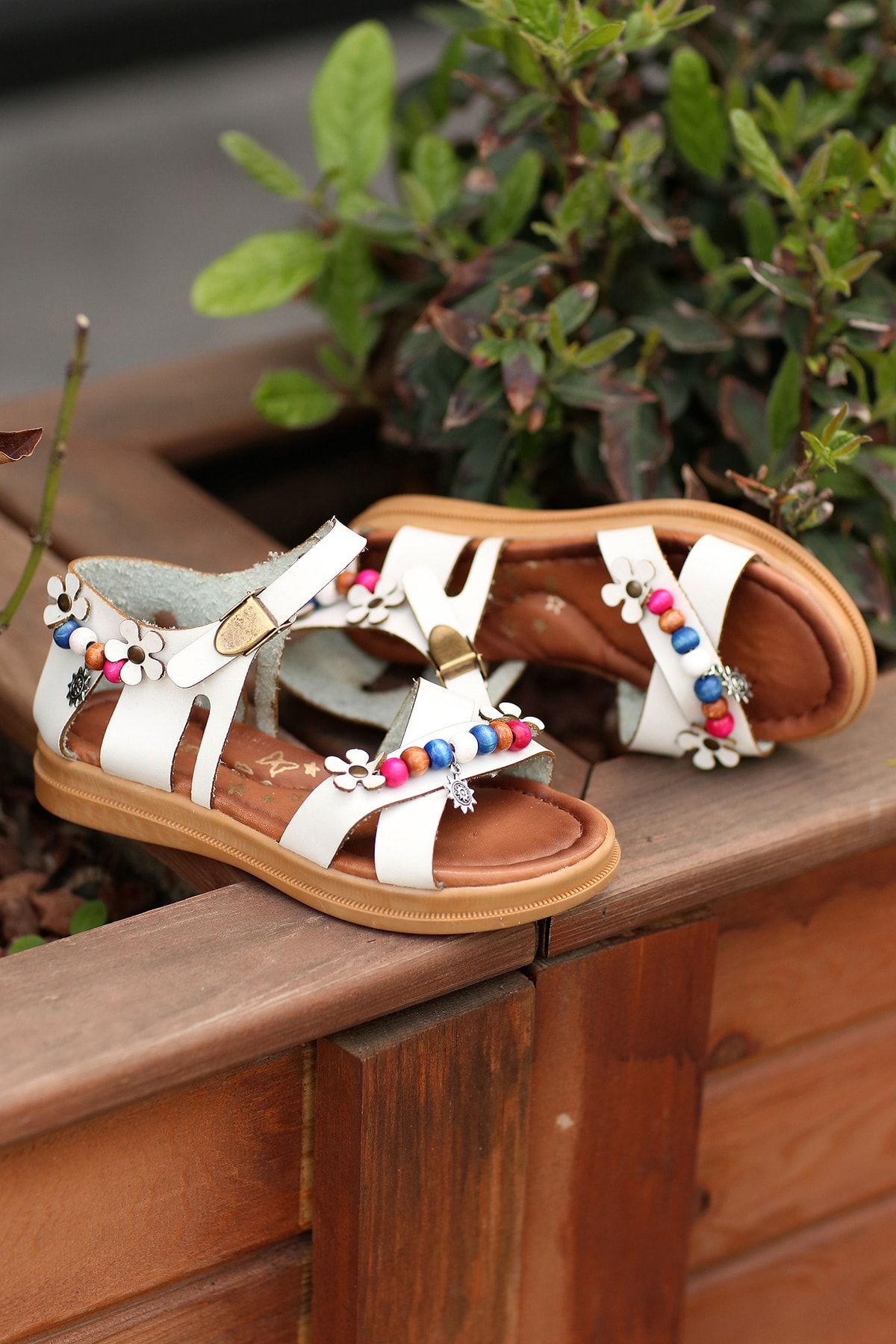 White shop beaded sandals