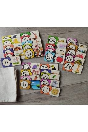 Montessori Renkli Alfabe Eşleştirmeli Puzzle 9 Cm * 4,5 Cm Image 0