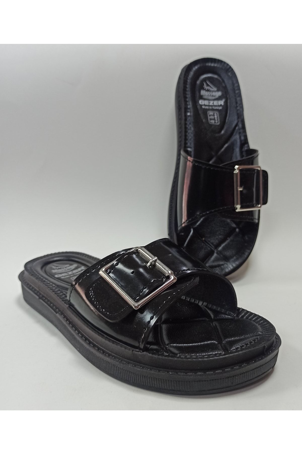 Pia black sale buckle footbed sandals