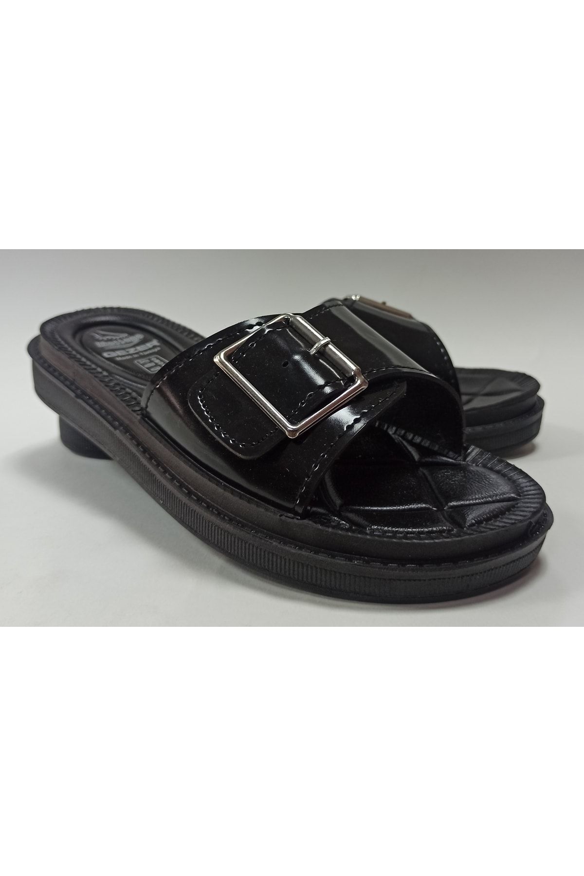 Pia black buckle footbed sandals store