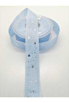 Bebe Mavi Yıldız Desenli Tafta Kurdele 2,5 Cm 1 Metre – Kurdele, Şık Tasarım, Kadın Aksesuarı – Kur Image 0