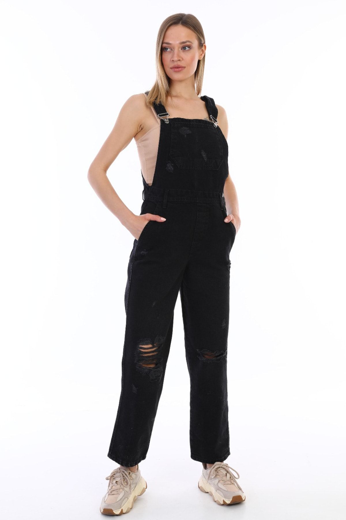 Black sales ripped jumpsuit