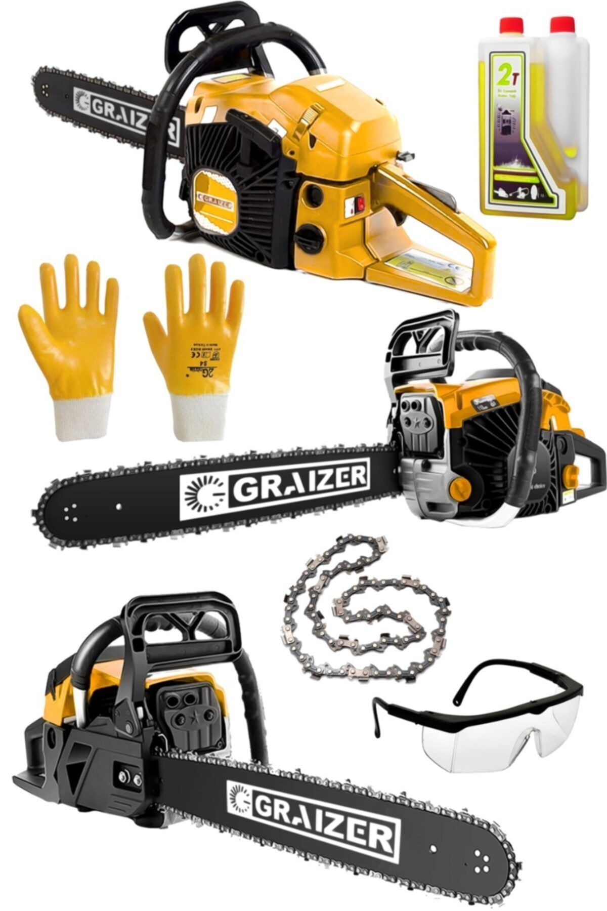 Graizer Alman 6200 Benzinli Motorlu Testere Ağaç Odun Dal Kesme Makinesi Orman Motoru
